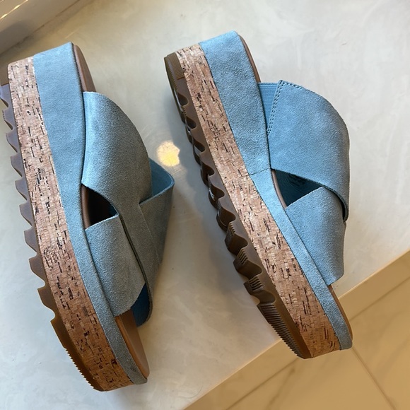 Sorel light blue platform sandals essentially new! - Picture 2 of 7